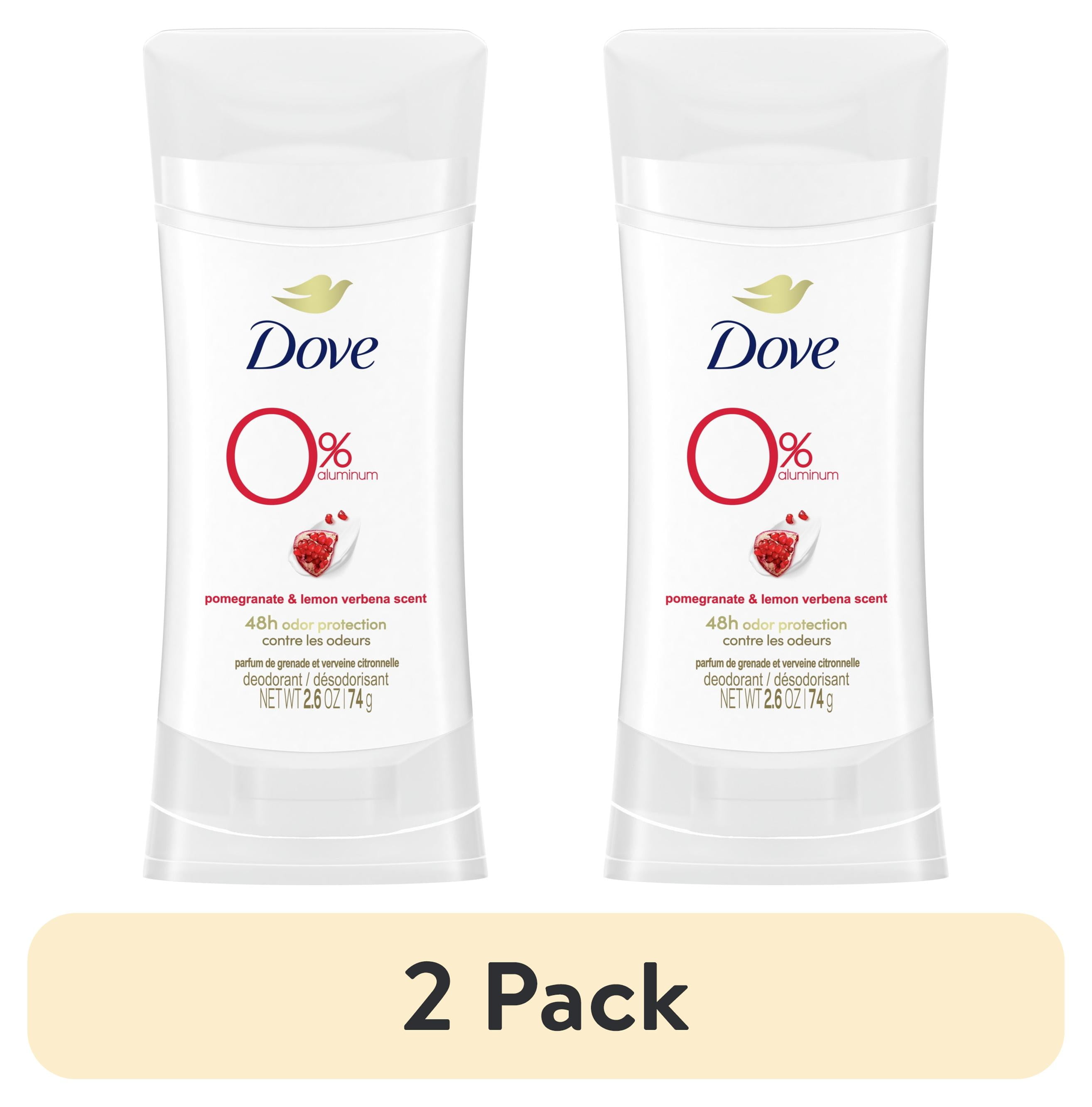 2 pack) Dove 0% Aluminum Women's Deodorant Stick, Pomegranate and