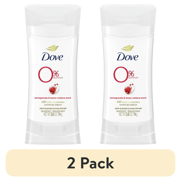 Dove 0% Aluminum Women's Deodorant Stick, Pomegranate and Lemon Verbena, 2.6 oz