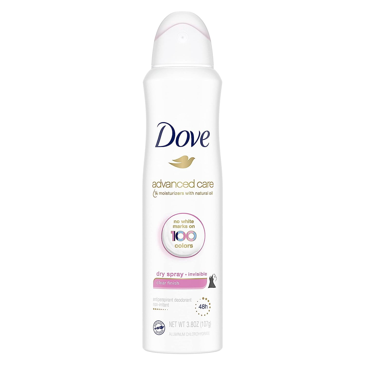 2 pack Dove Advanced Care Invisible Dry Spray Antiperspirant Deodorant No White Marks on 100 Colors Clear Finish 48-Hour Sweat and Odor Protecting Deodorant for Women 3.8 oz