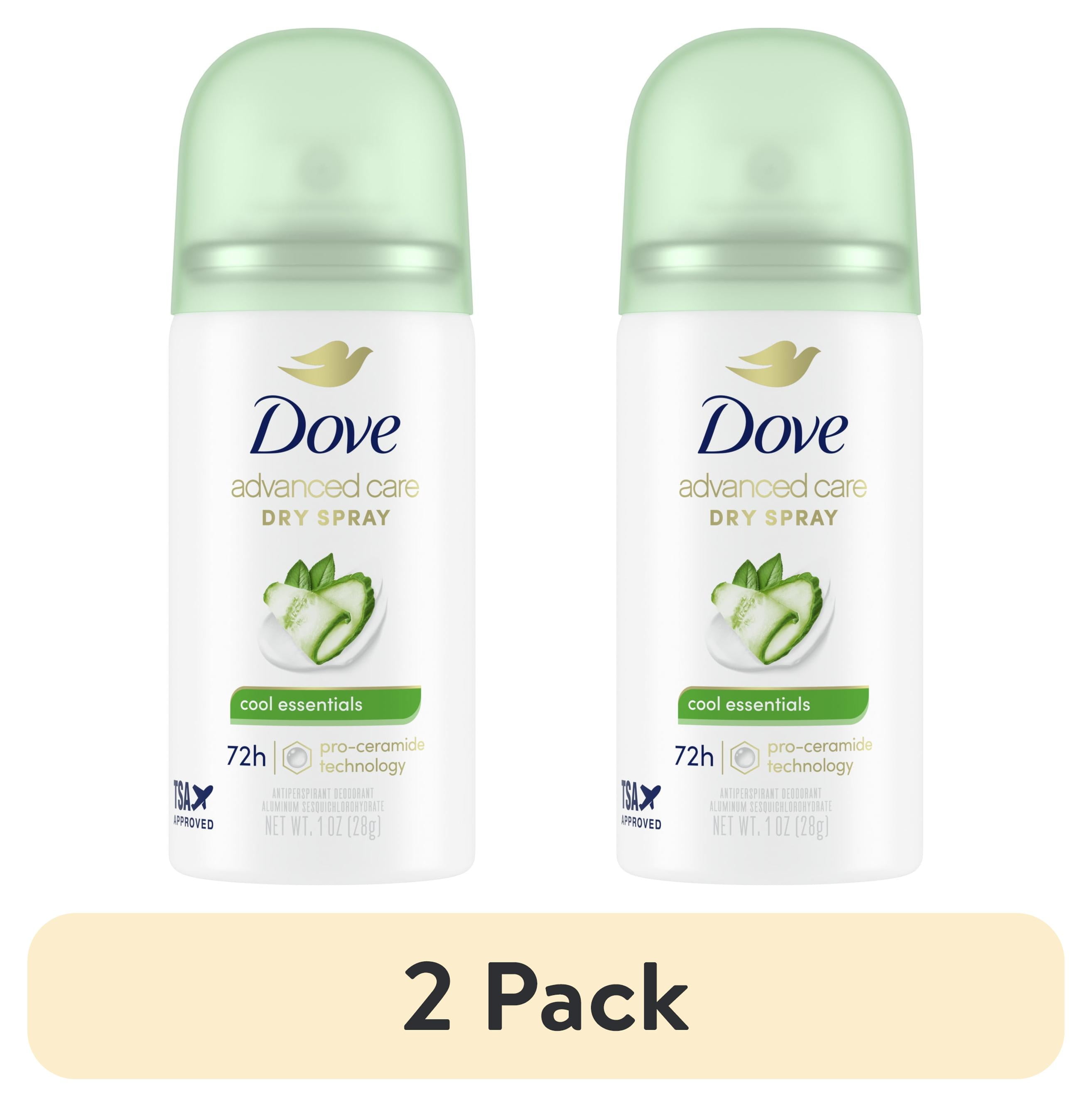 (2 pack) Dove Advanced Care Travel Size Antiperspirant Deodorant Dry Spray Cool Essentials Pro Ceramide Technology, 1 oz
