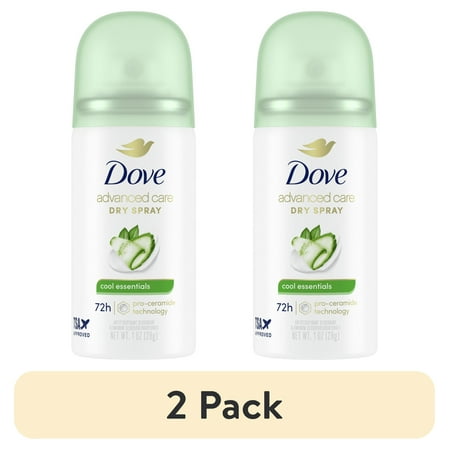 (2 pack) Dove Advanced Care Travel Size Antiperspirant Deodorant Dry Spray Cool Essentials Pro Ceramide Technology, 1 oz