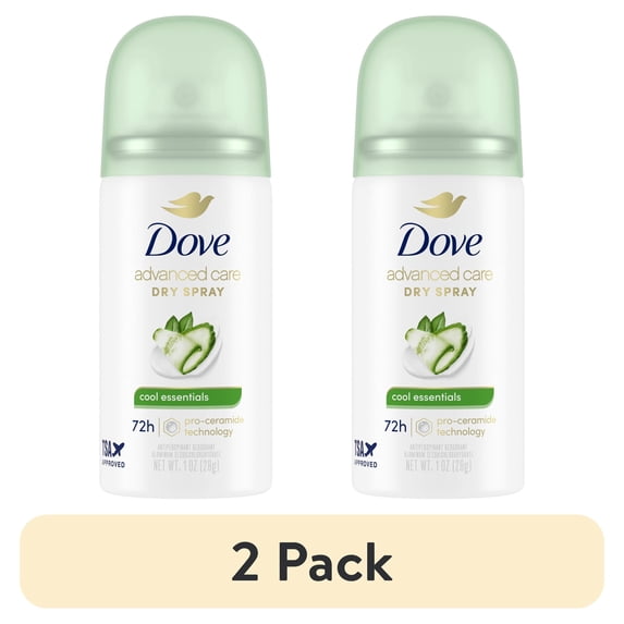 (2 pack) Dove Advanced Care Antiperspirant Deodorant Spray For Women Cool Essentials 1 oz
