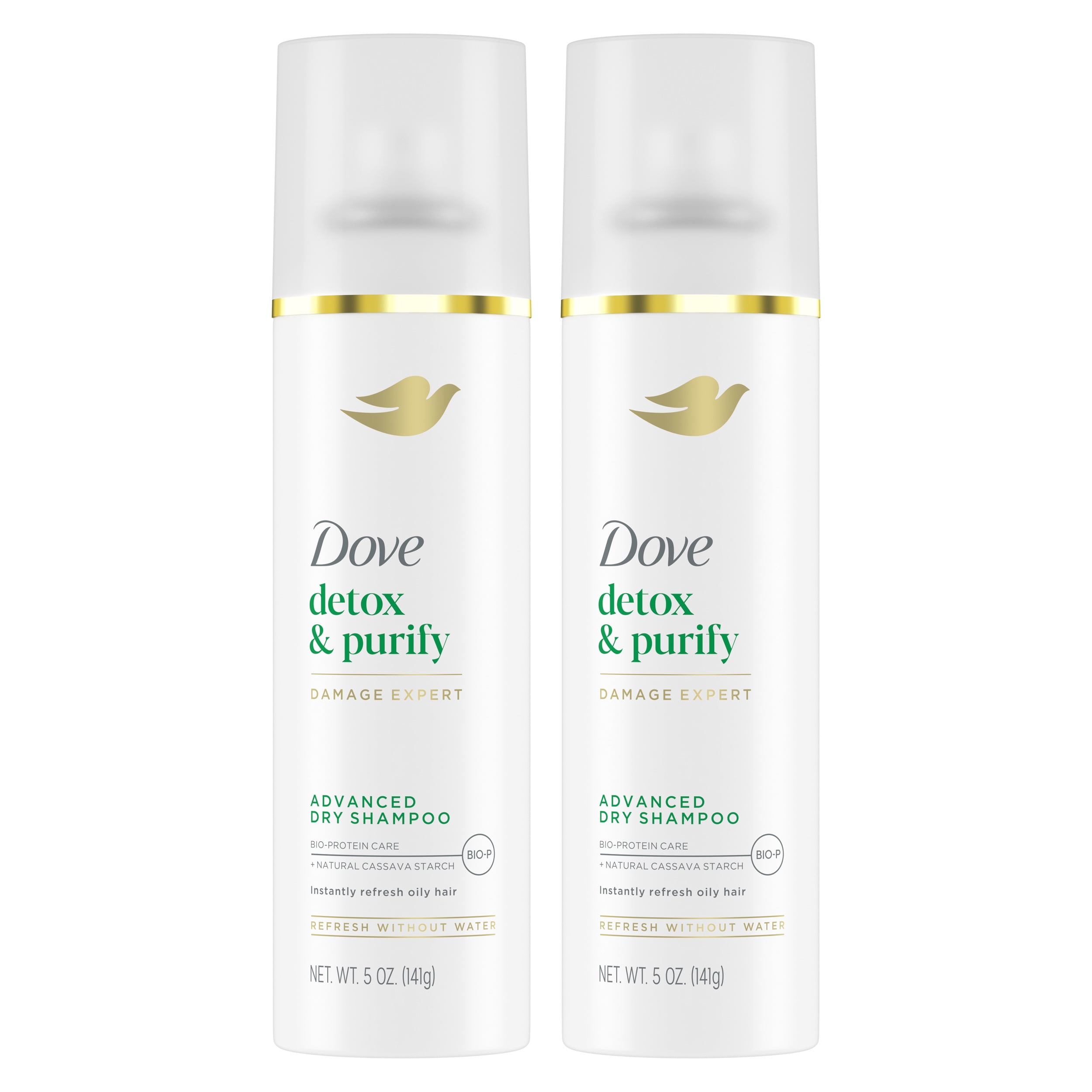 (2 pack) Dove Advanced Dry Shampoo Refresh & Revive Hair Without Water Detox & Purify Instantly Absorb Oil & Life Impurities, 5 oz