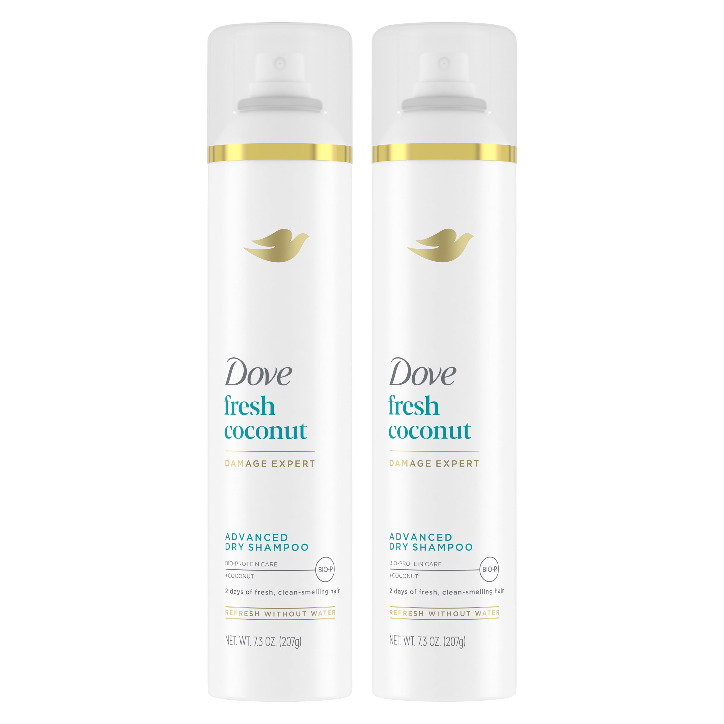 (2 pack) Dove Advanced Dry Shampoo Refresh & Revive Hair Without Water Fresh Coconut for Clean & Fresh Hair, 7.3 oz