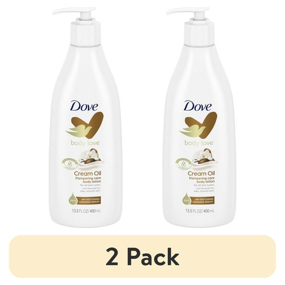 (2 pack) Dove Body Love Pampering Care Non Greasy Women's Body Lotion Cream Oil Dry Skin, 13.5 fl oz