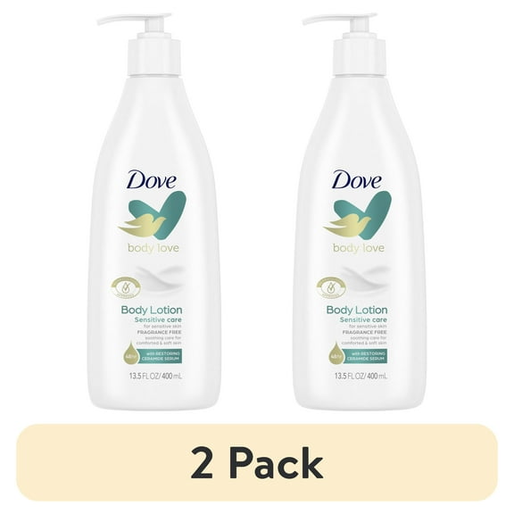 (2 pack) Dove Body Love Sensitive Care Softening Non Greasy Body Lotion Dry Skin Fragrance Free, 13.5 oz