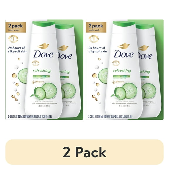 (2 pack) Dove Body Wash for Women Refreshing Cucumber and Green Tea Bacteria While Nourishing Your Skin 20 oz, 2 Count
