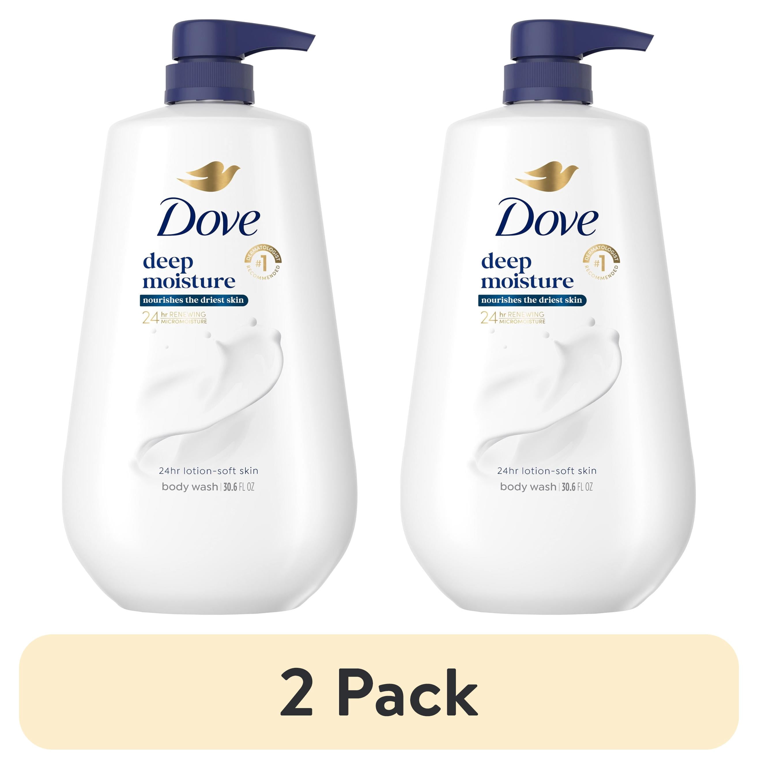(2 pack) Dove Body Wash with Pump for 24hr Lotion-Soft Skin Deep Moisture Moisturizing Skin Cleanser with No Sulfates No Parabens, 30.6 fl oz