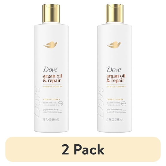 (2 pack) Dove Conditioner for Fine Hair Argan Oil & Repair with Bio-Protein Care Technology and Argan Oil Blend, 12 Fl Oz