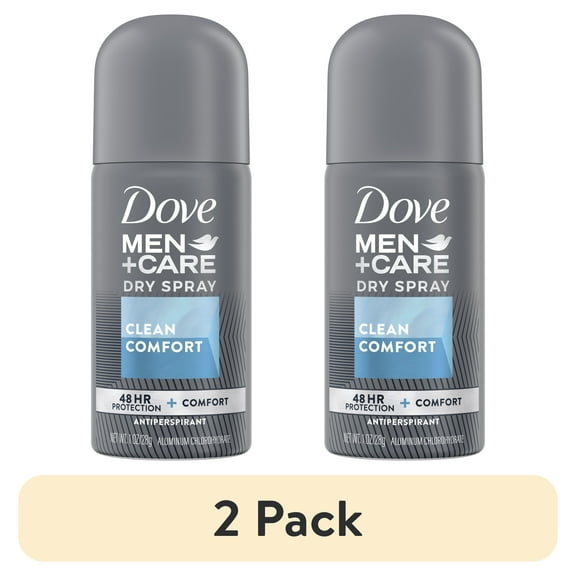 (2 pack) Dove Men+Care Antiperspirant Deodorant Dry Spray Clean Comfort, 1 oz