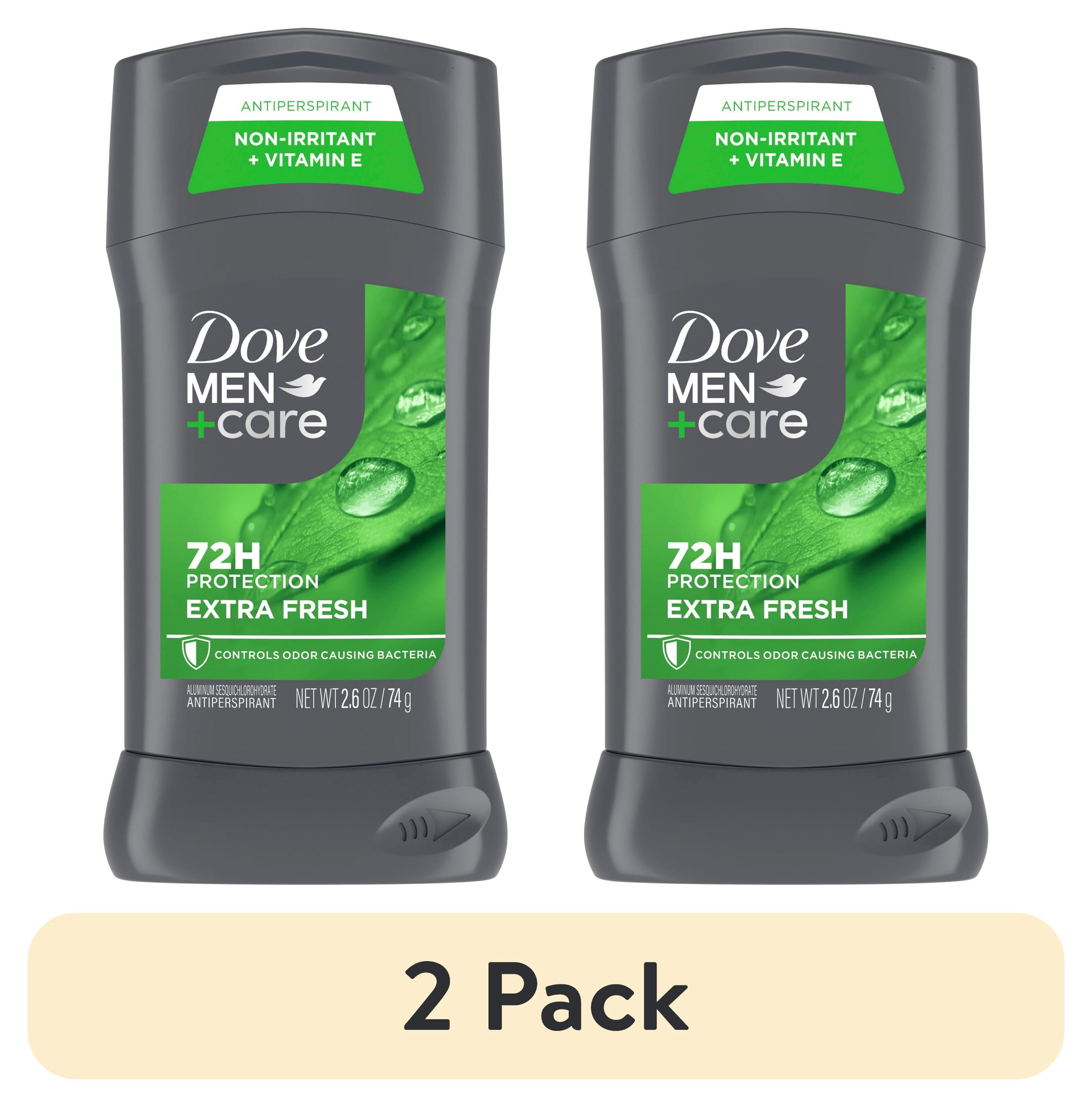 (2 pack) Dove Men+Care Men's Antiperspirant Deodorant Stick With 72-hour Sweat & Odor Protection Extra Fresh With 1/4 Moisturizing Cream & Long-lasting Citrus Scent , 2.6 oz