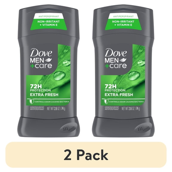 (2 pack) Dove Men+Care Men's Antiperspirant Deodorant Stick With 72-hour Sweat & Odor Protection Extra Fresh With 1/4 Moisturizing Cream & Long-lasting Citrus Scent , 2.6 oz