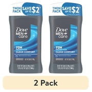 2 pack Dove Men+Care Antiperspirant Deodorant Stick 72-Hour Sweat & Odor Protection Clean Comfort Antiperspirant for Men With 1/4 Moisturizing Cream,. 2.6 oz Twin Pack