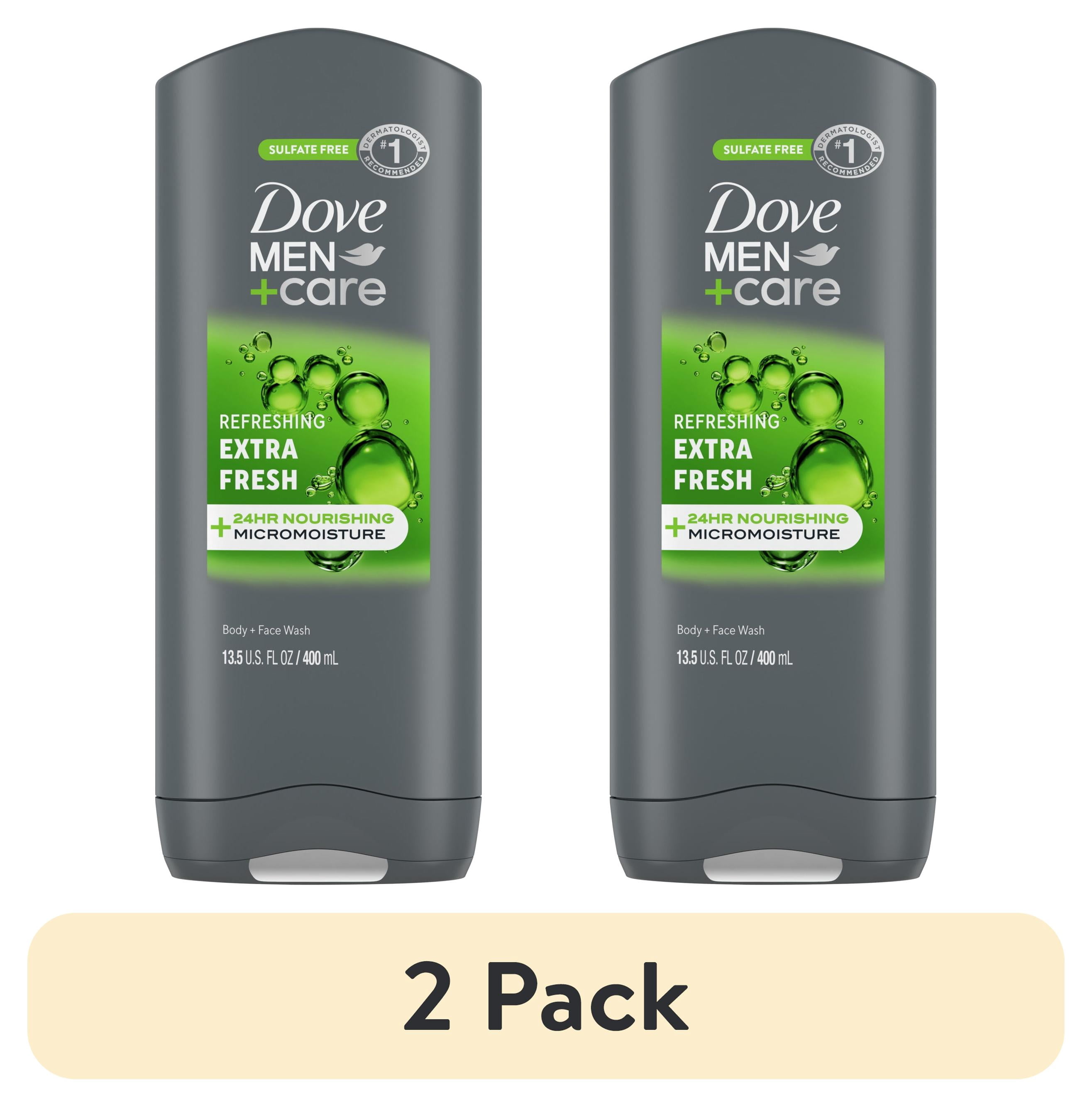 (2 pack) Dove Men+Care Body and Face Wash Body Wash for Men Refreshing Extra Fresh with 24-Hour Nourishing Micromoisture Technology ,13.5 fl oz