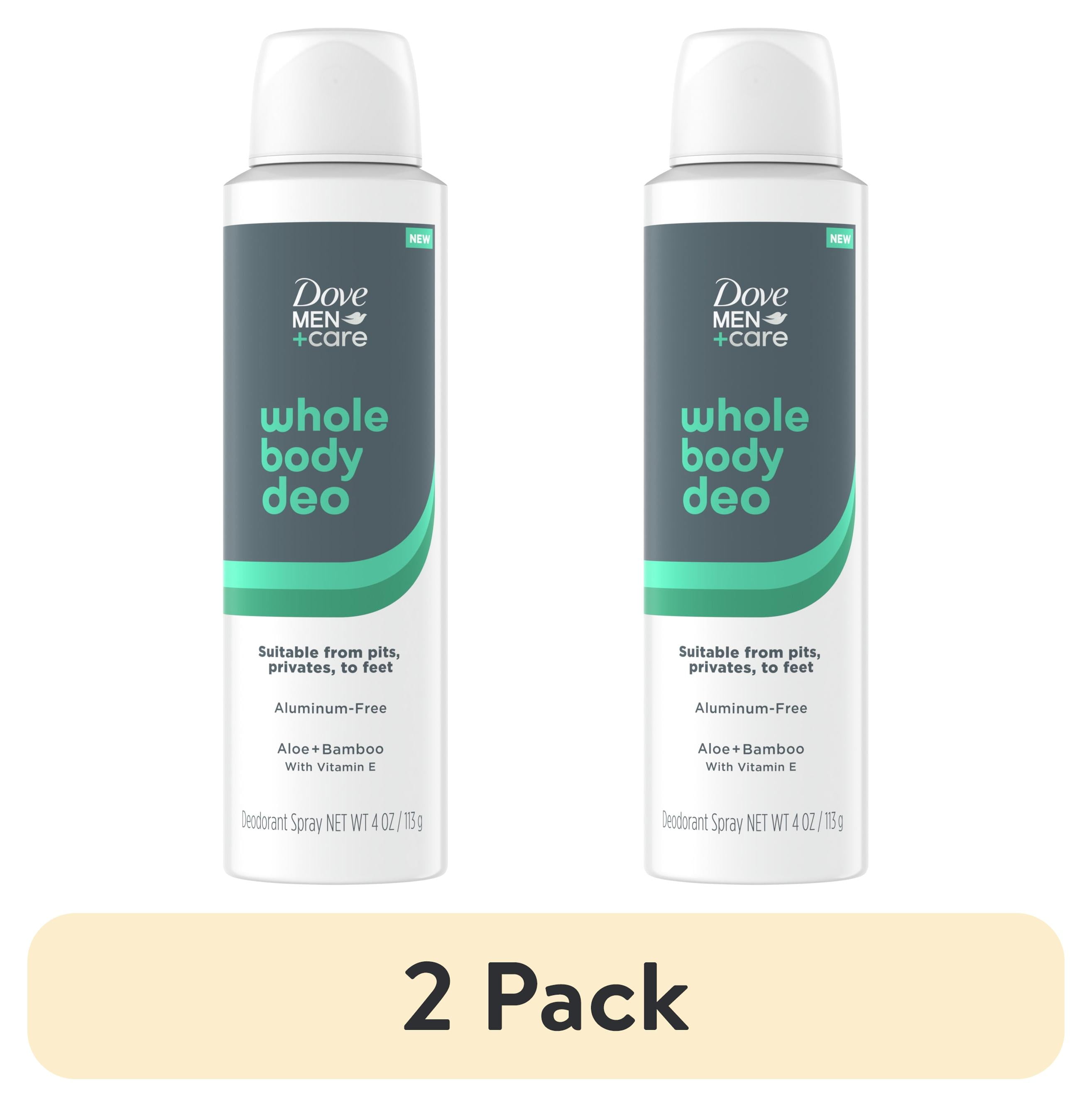 (2 pack) Dove Men +Care Whole Body Deodorant Spray for Men Bamboo & Aloe, 4 oz