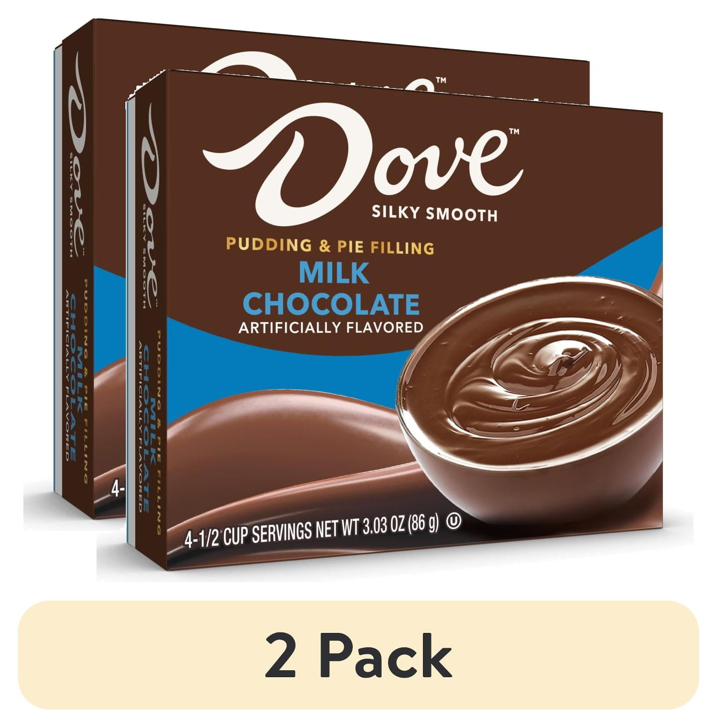 (2 pack) Dove Milk Chocolate Instant Pudding Mix and Pie Filling, Fat-Free, 4 Servings, 3.03 oz Cardboard Box