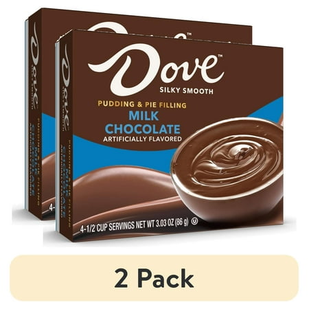(2 pack) Dove Milk Chocolate Instant Pudding Mix and Pie Filling, Fat-Free, 4 Servings, 3.03 oz Cardboard Box