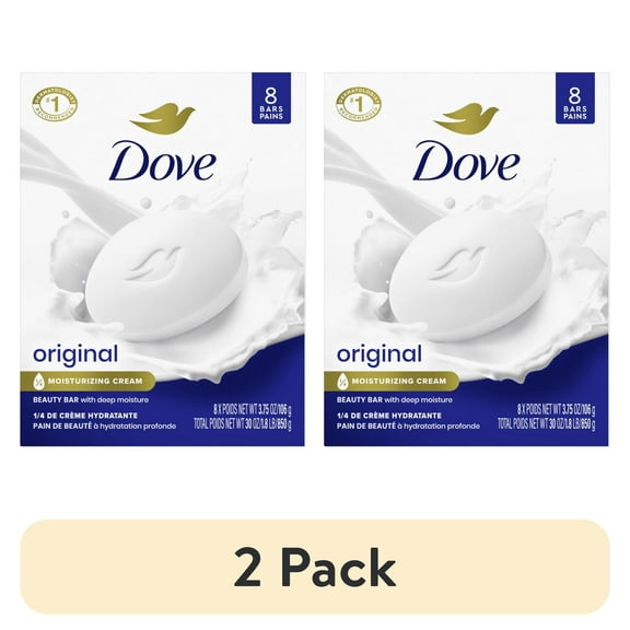 (2 pack) Dove Beauty Bar Women's Bath Soap Original, 3.75 oz 8 Bars