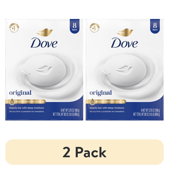 Dove Beauty Bar Original Gentle Skin Cleanser More Moisturizing Than Bar Soap, 3.75 oz, 12 Bars