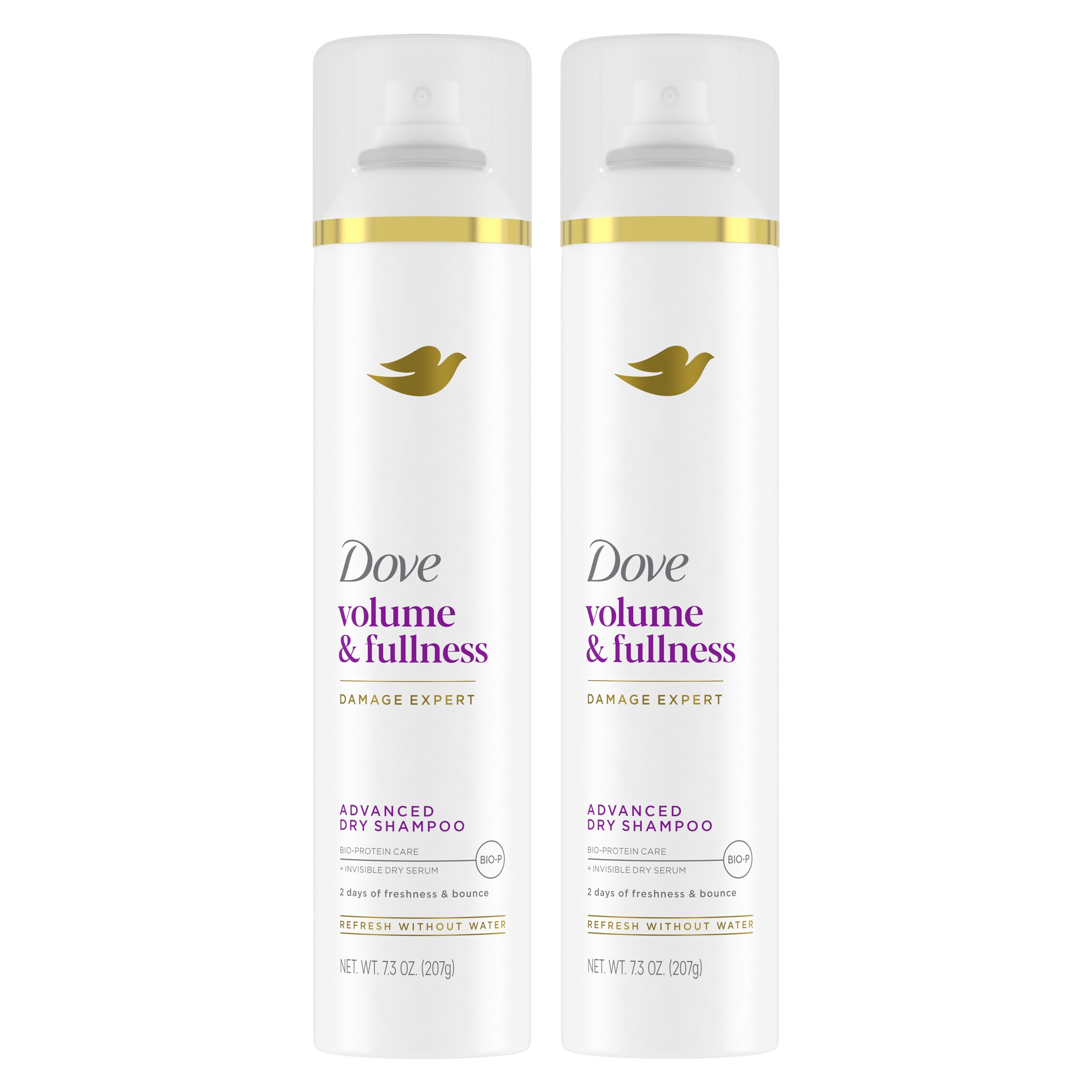 (2 pack) Dove Advanced Advanced Refresh & Revive Flat Hair Without Water Volume & Fullness for 2 Days of Freshness & Bounce, 7.3 oz
