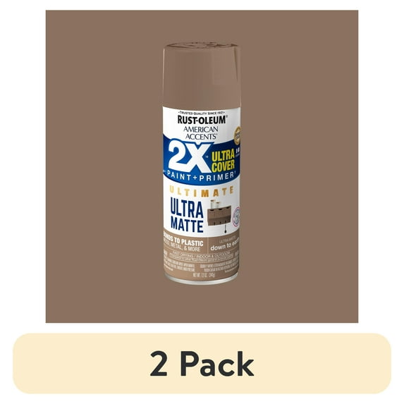 (2 pack) Down To Earth, Rust-Oleum American Accents 2X Ultra Matte Spray Paint-371770, 12 oz