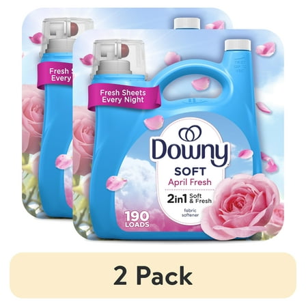 (2 pack) Downy Liquid Fabric Softener and Conditioner, April Fresh Scent, 140 fl oz, 190 Loads