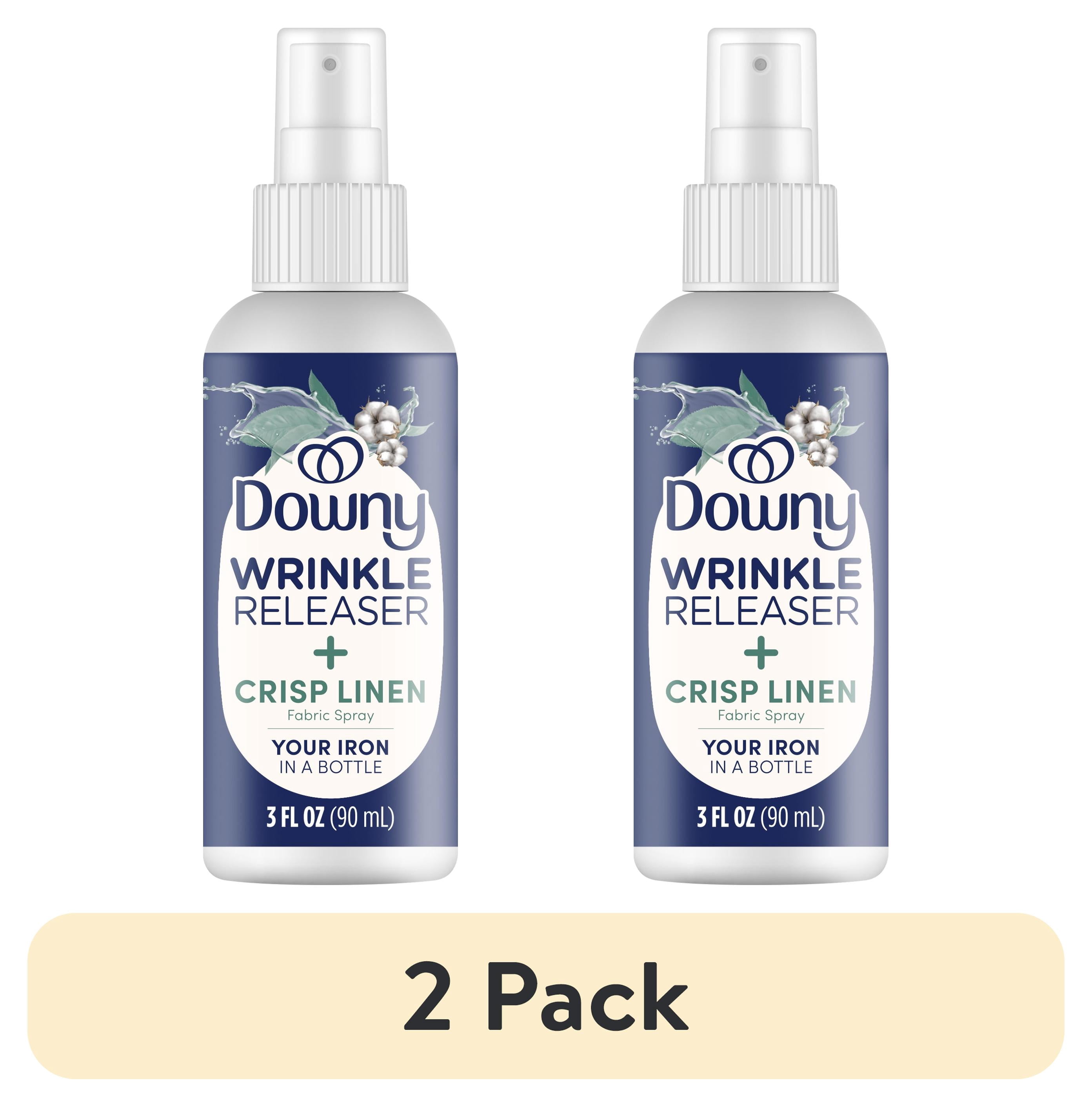 (2 pack) Downy Wrinkle Releaser and Refresher Fabric Spray, Crisp Linen Scent, Travel Size, 3 fl oz