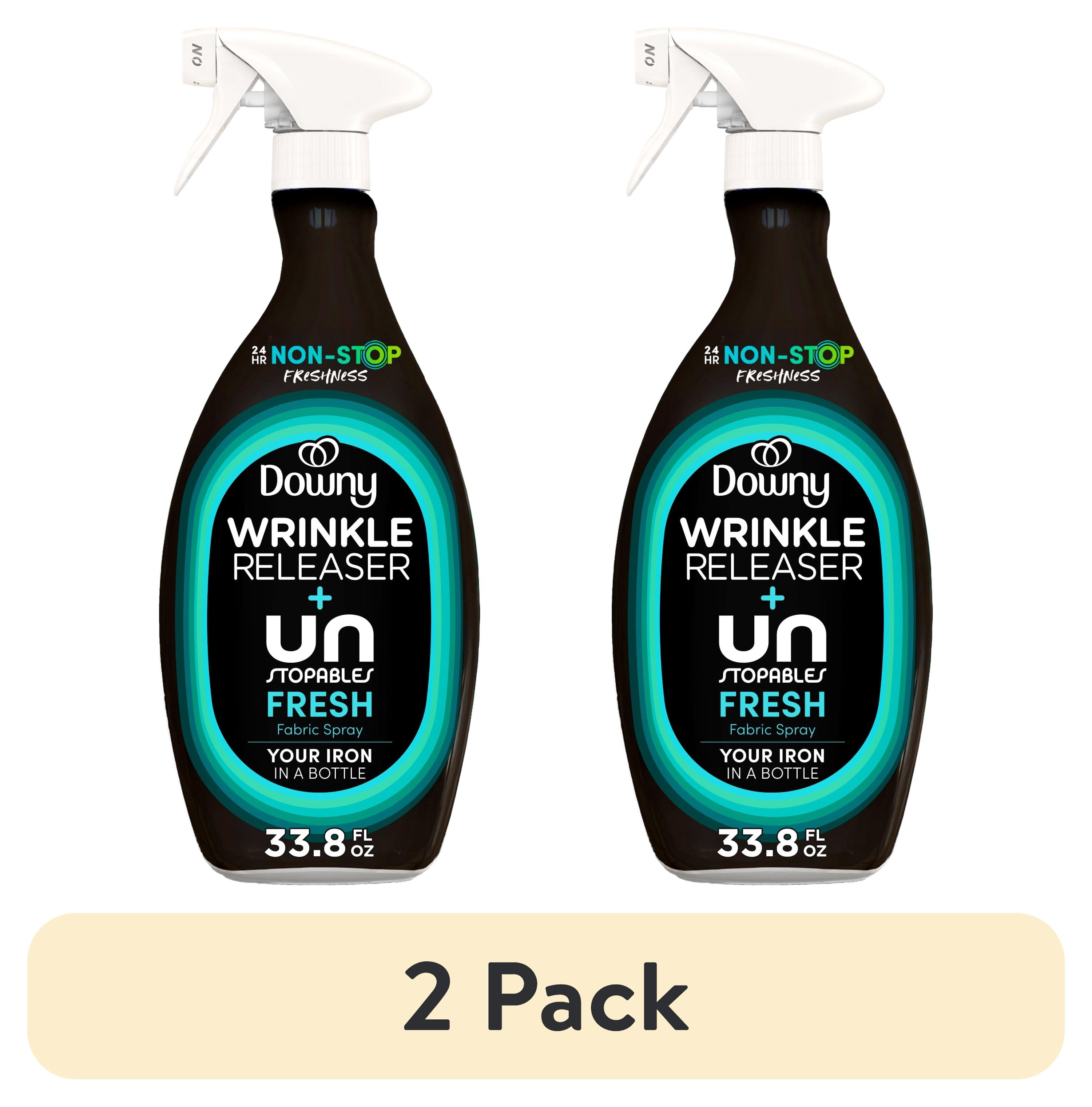 (2 pack) Downy Wrinkle Releaser and Refresher Fabric Spray, Unstopables Fresh, 33.8 fl oz
