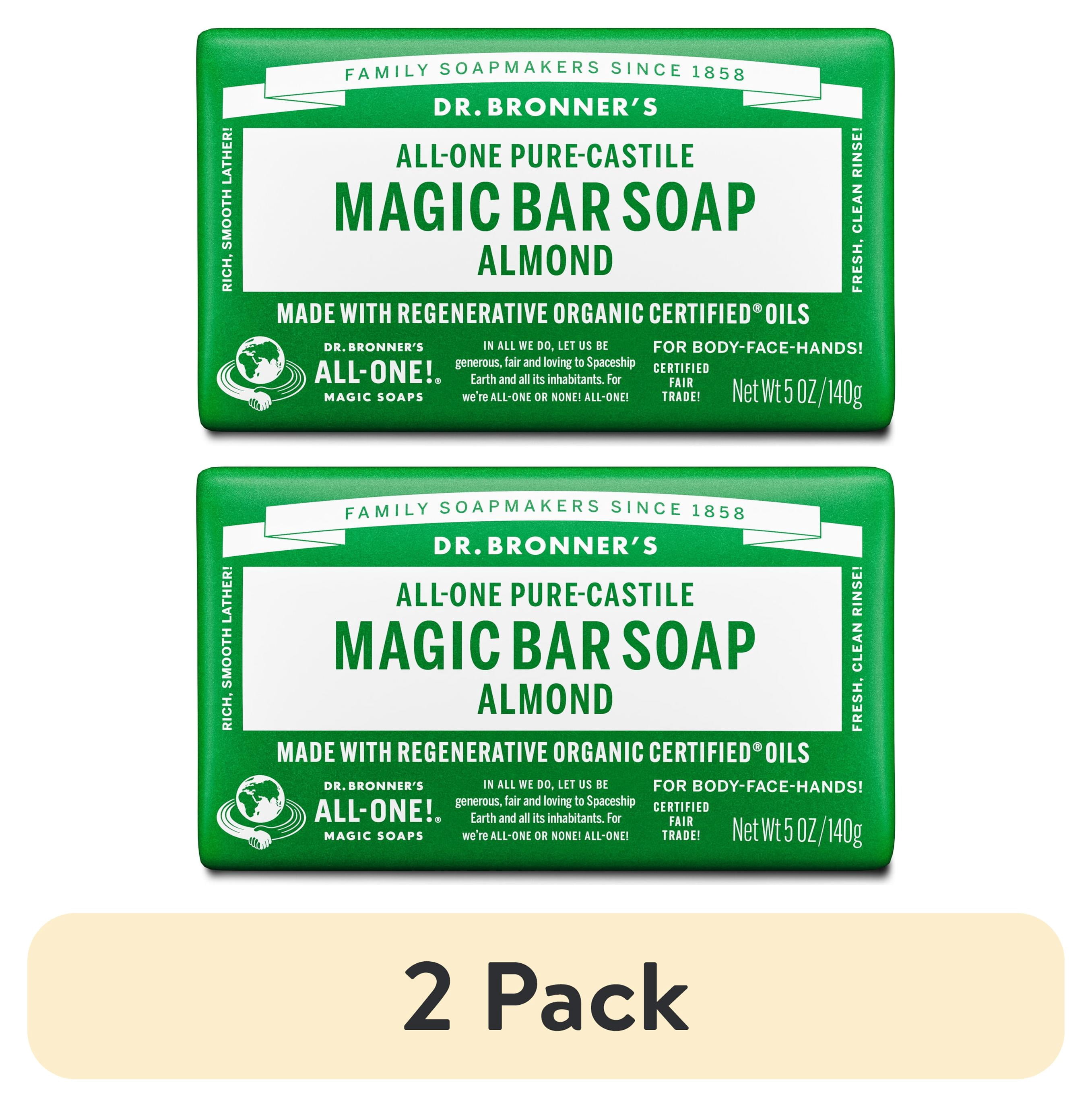 (2 pack) Dr. Bronner's Magic Bar Soap - Almond - Pure-Castile Soap - 5 oz - for face, body, hands