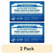 (2 pack) Dr. Bronner's Magic Soap Pure-Castile Bar, Organic Coconut Oil, Peppermint, 5 oz