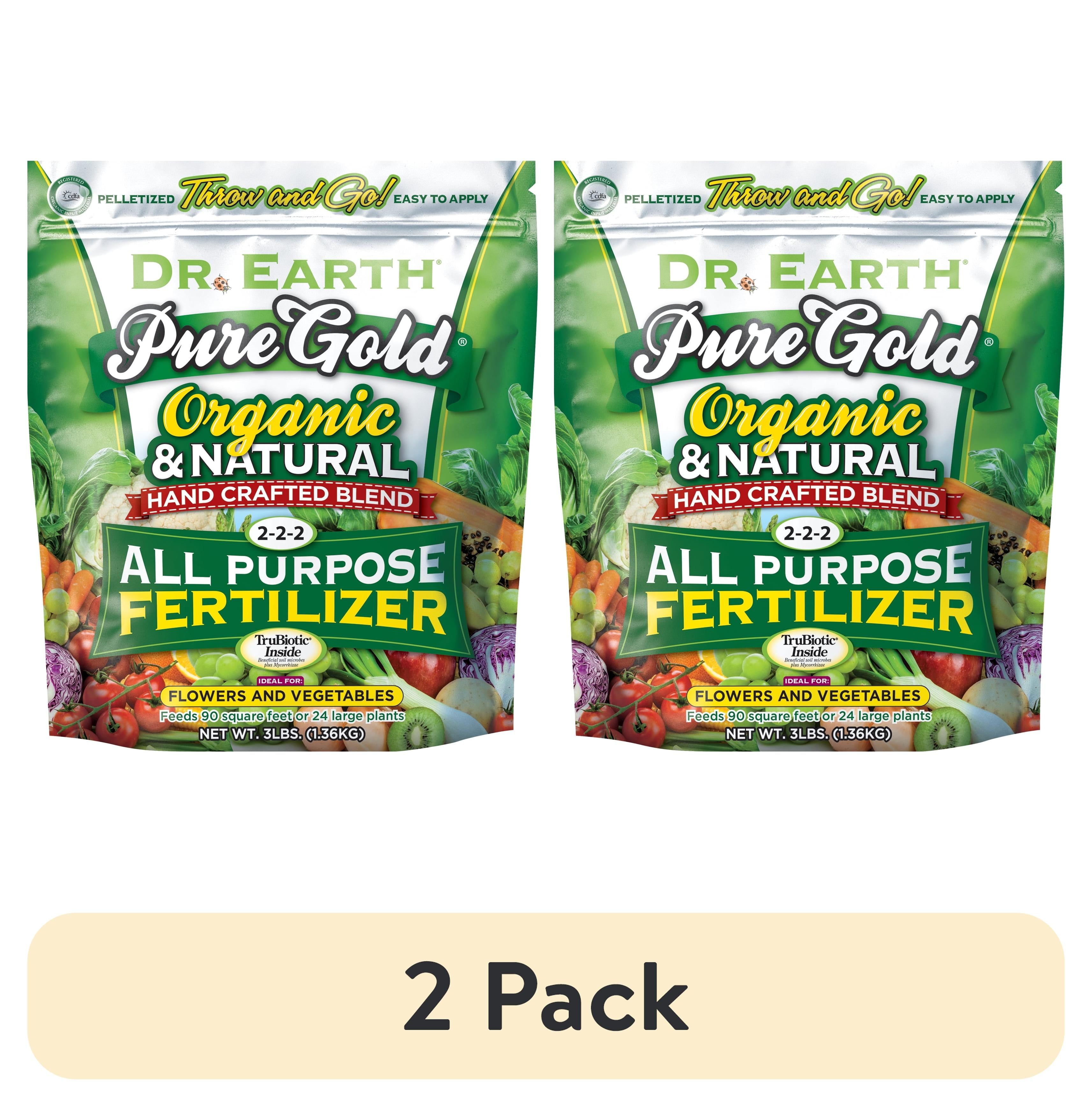 (2 pack) Dr. Earth Organic & Natural Pure Gold All Purpose Plant Food, 2-2-2 Fertilizer, 3 lb.