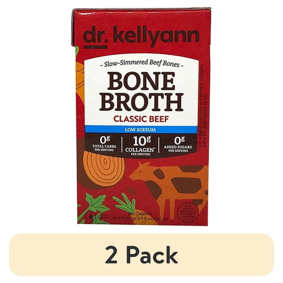 (2 pack) Dr. Kellyann Low Sodium Classic Beef Bone Broth - 16.9 oz