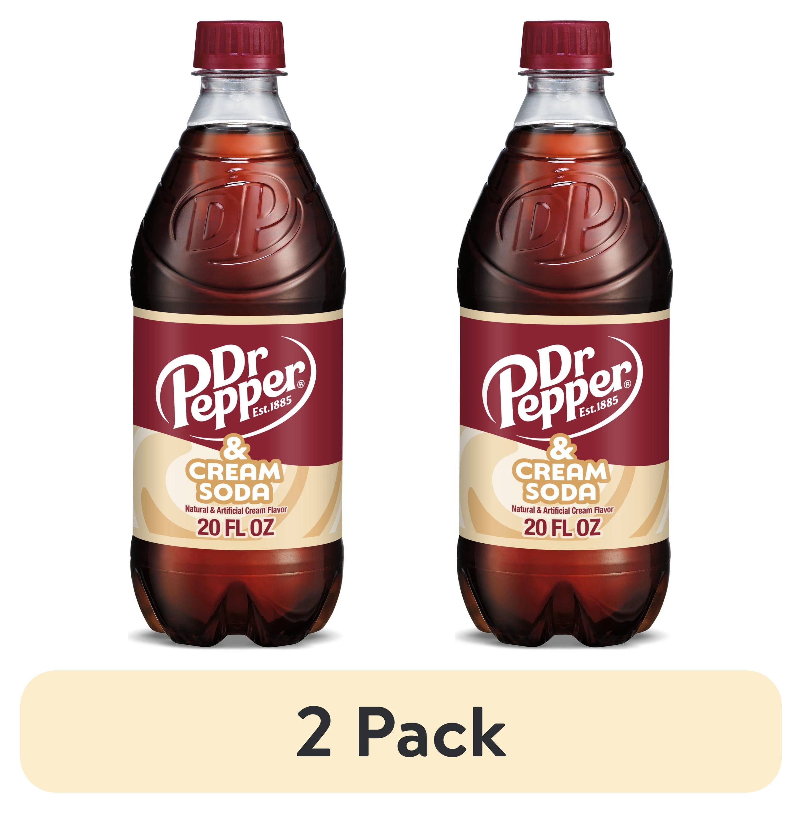 (2 pack) Dr Pepper & Cream Soda Pop, 20 fl oz, Bottle