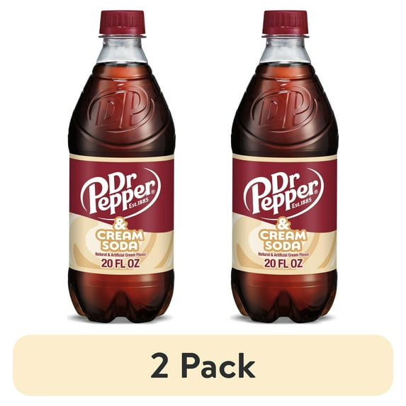 (2 pack) Dr Pepper & Cream Soda Pop, 20 fl oz, Bottle
