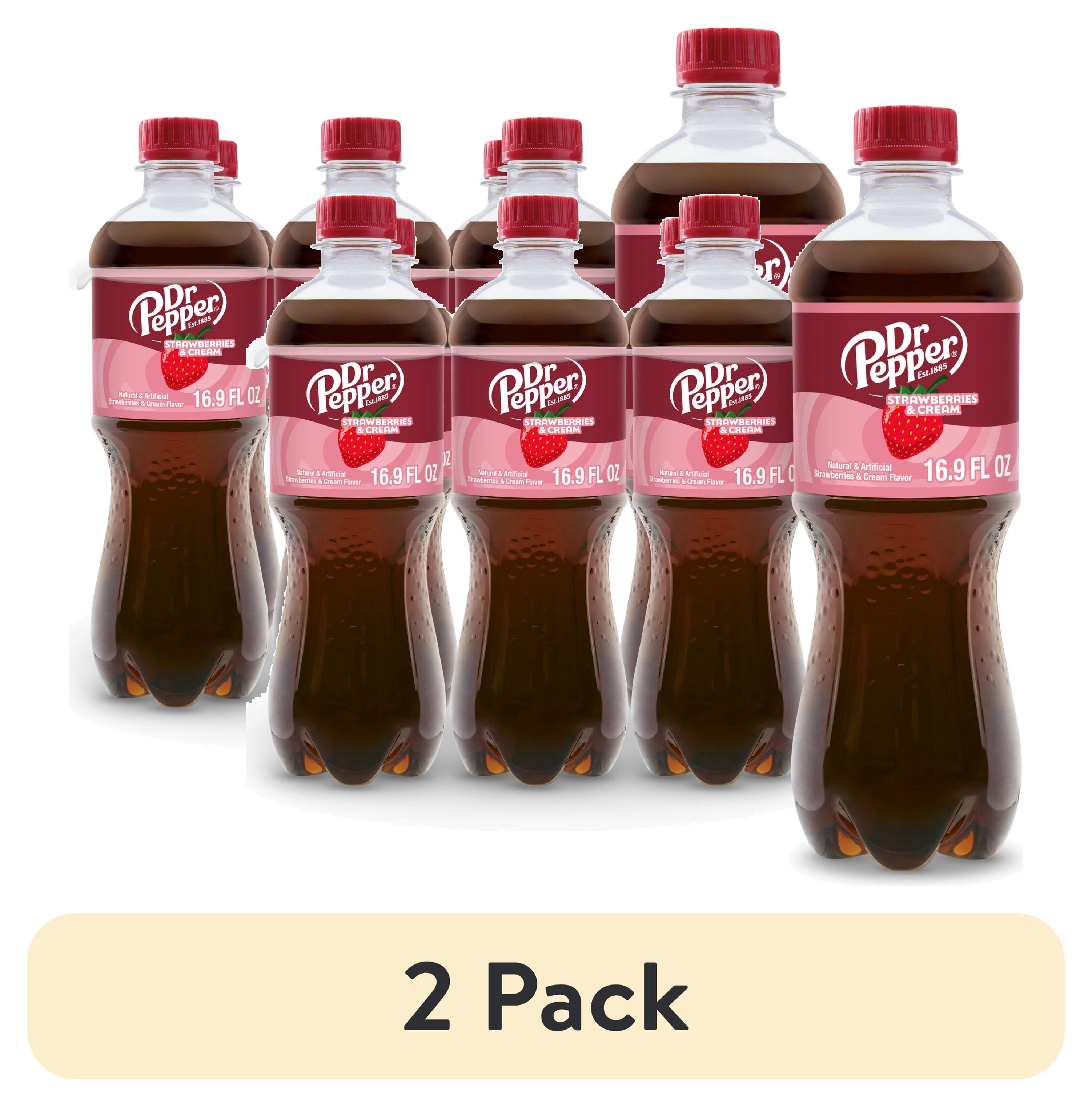 (2 pack) Dr Pepper Strawberries and Cream Soda Pop, 16.9 fl oz, 6 Pack Bottles