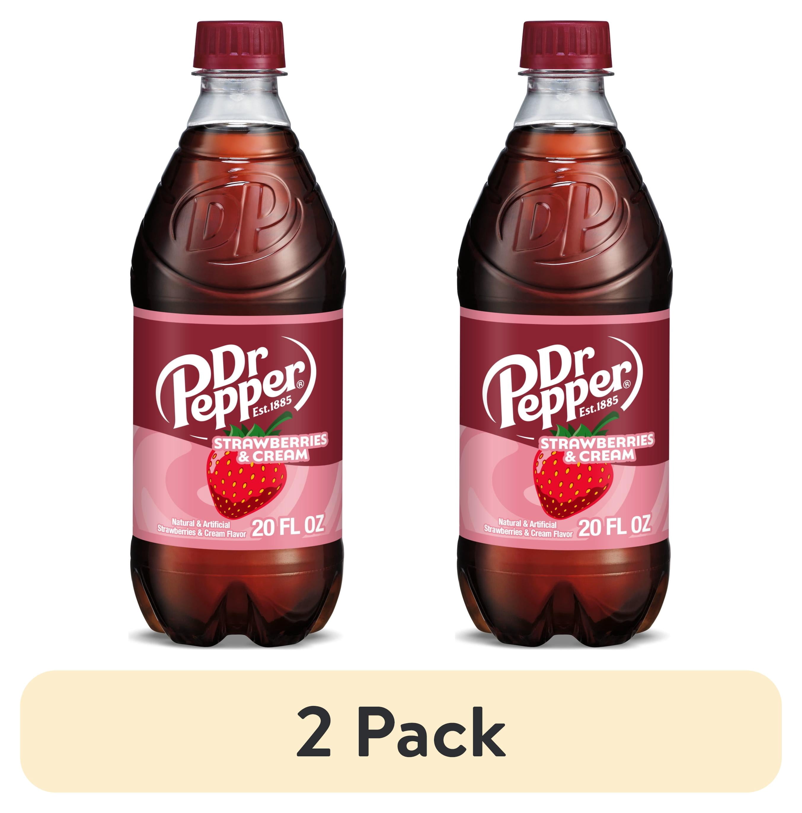 (2 pack) Dr Pepper Strawberries and Cream Soda Pop, 20 fl oz, Bottle