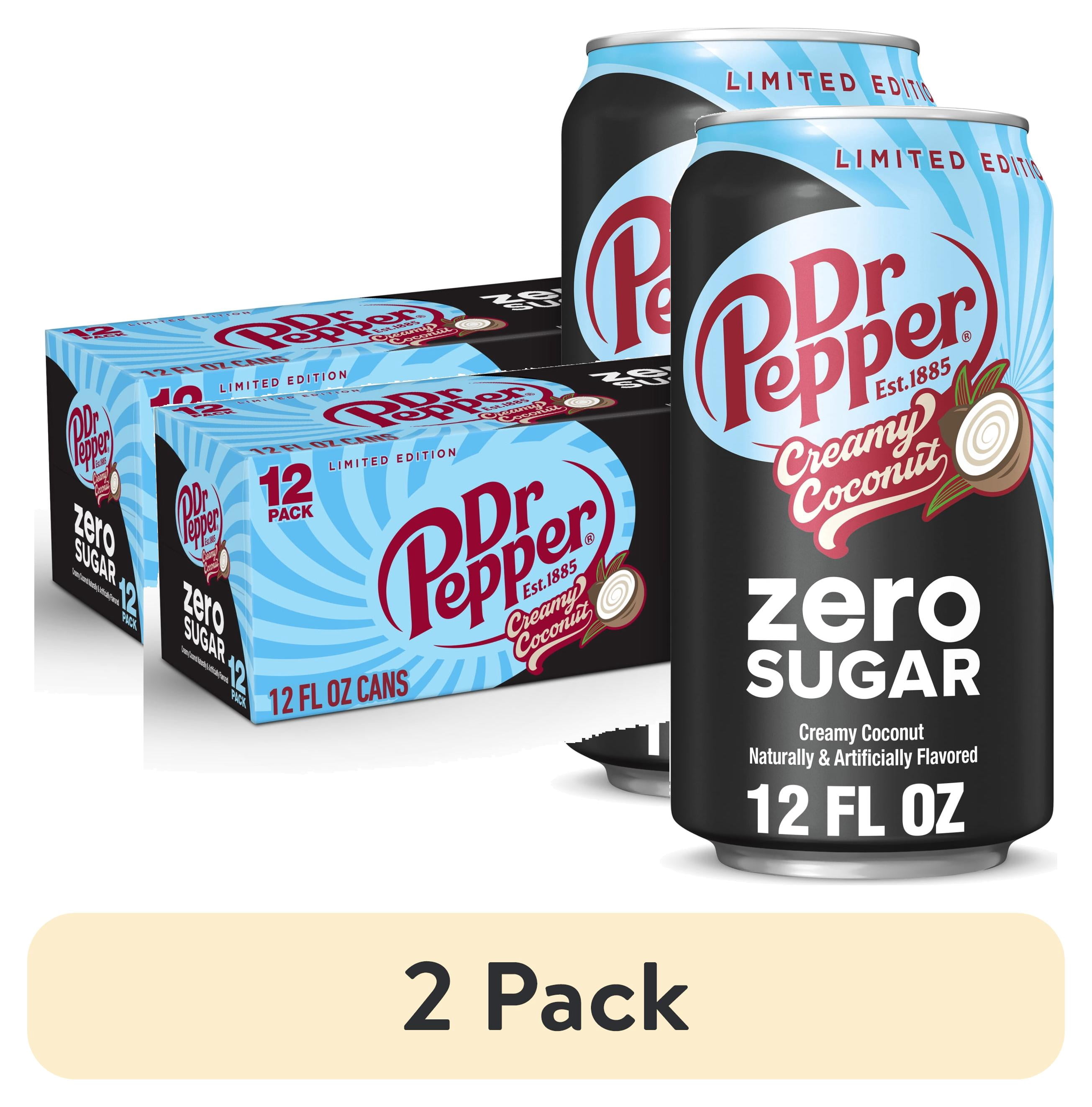 (2 pack) Dr Pepper Zero Sugar Creamy Coconut Soda Pop, 12 fl oz, 12 Pack Cans