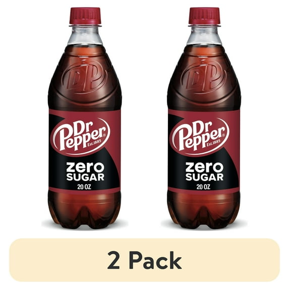 (2 pack) Dr Pepper Zero Sugar Soda Pop, 20 fl oz, Bottle
