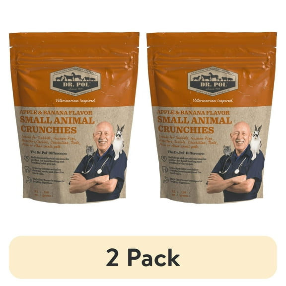 (2 pack) Dr. Pol Apple & Banana Flavor Crunchy Small Animal Treats, 3 oz. Bag