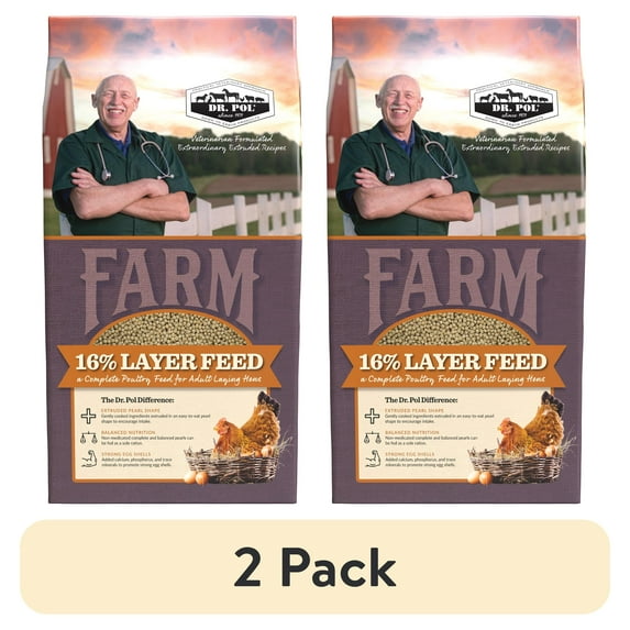 (2 pack) Dr. Pol Healthy Balance 16% Poultry Pearls Layer Chicken Feed, 30 lb. Bag for Chickens and other Poultry
