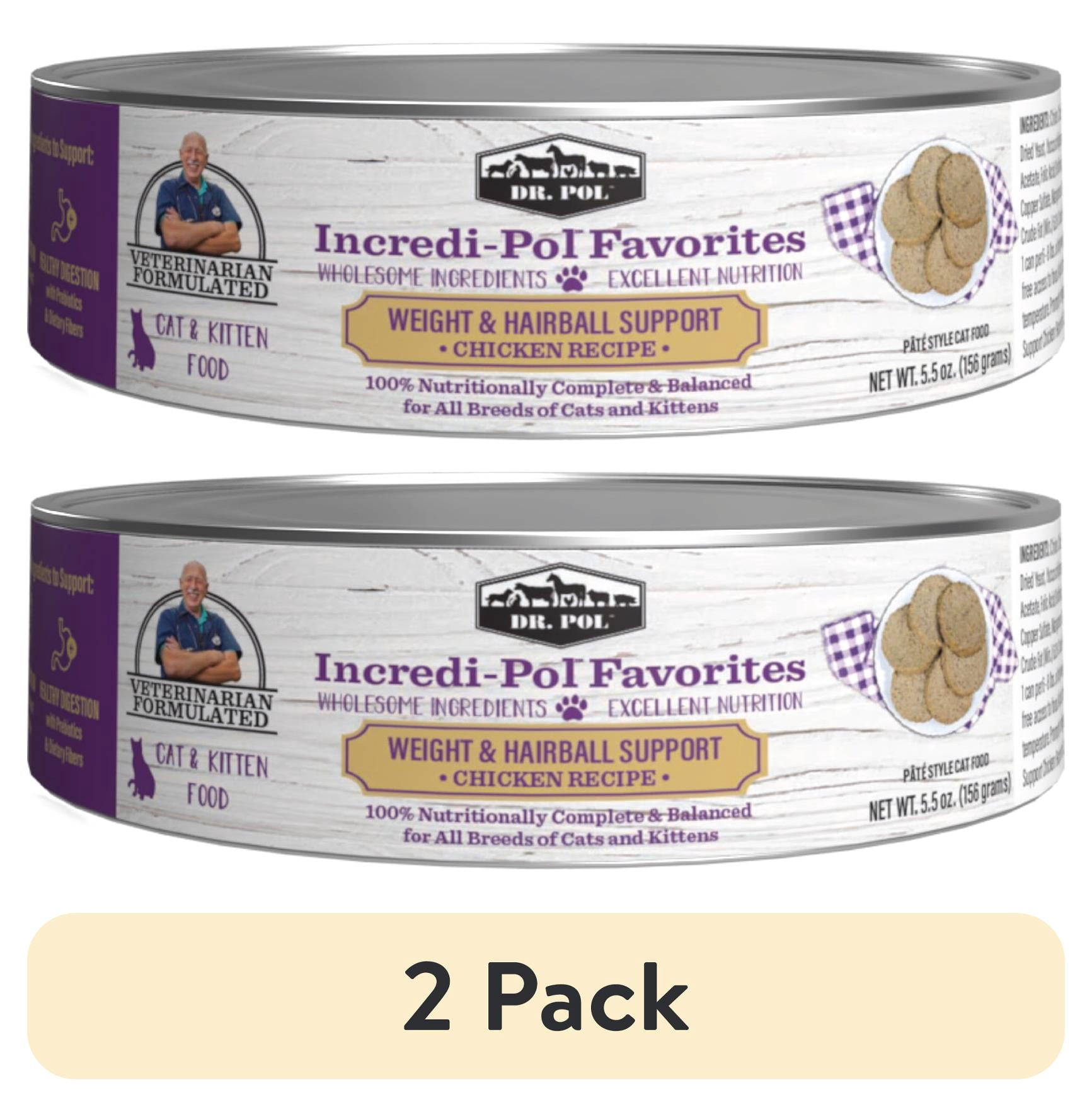 (2 pack) Dr. Pol Incredi-Pol Favorites Chicken Weight and Hairball Support Canned Cat Food, 5.5oz.