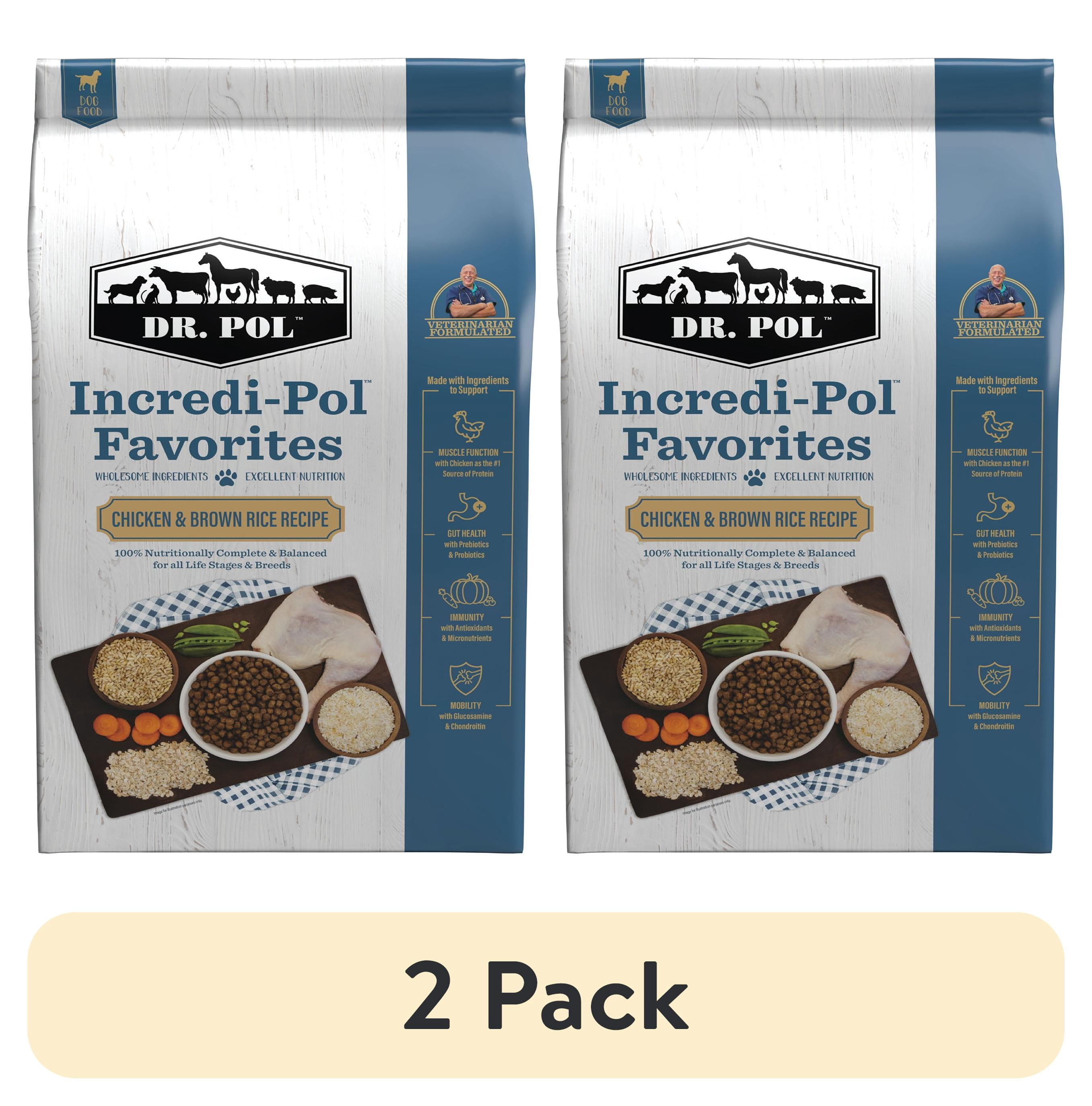 (2 pack) Dr. Pol Incredi-Pol Favorites Chicken and Brown Rice Recipe Dog Food - 24lb