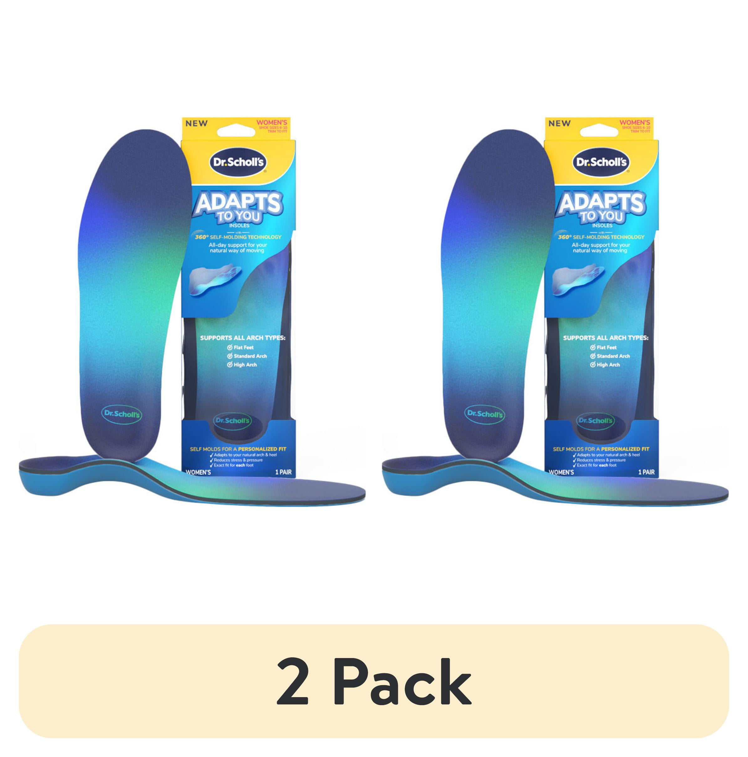 (2 pack) Dr. Scholl’s Adapts To You Insoles for Women, with Self-Molding Foam Technology – Clinically Proven to Adapt to Your Feet, Flexible Arch Support Inserts, Shock-Absorbing, Podiatrist-Tested, Size 6-10