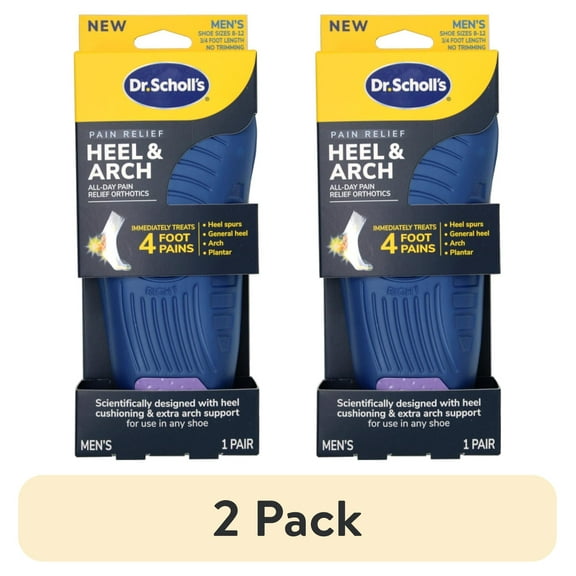 (2 pack) Dr. Scholl's Heel & Arch All-Day Pain Relief Orthotics, Men's 8-12, 1 Pair, 3/4 Length