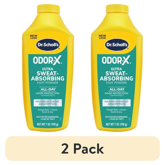 (2 pack) Dr. Scholl’s® Odor-X® Ultra Sweat-Absorbing Unscented Foot Powder, 7oz, 1 Count