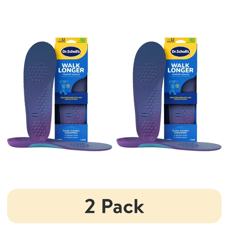 2 pack) Dr. Scholl's Walk Longer Insoles, Comfortable Plush Foam