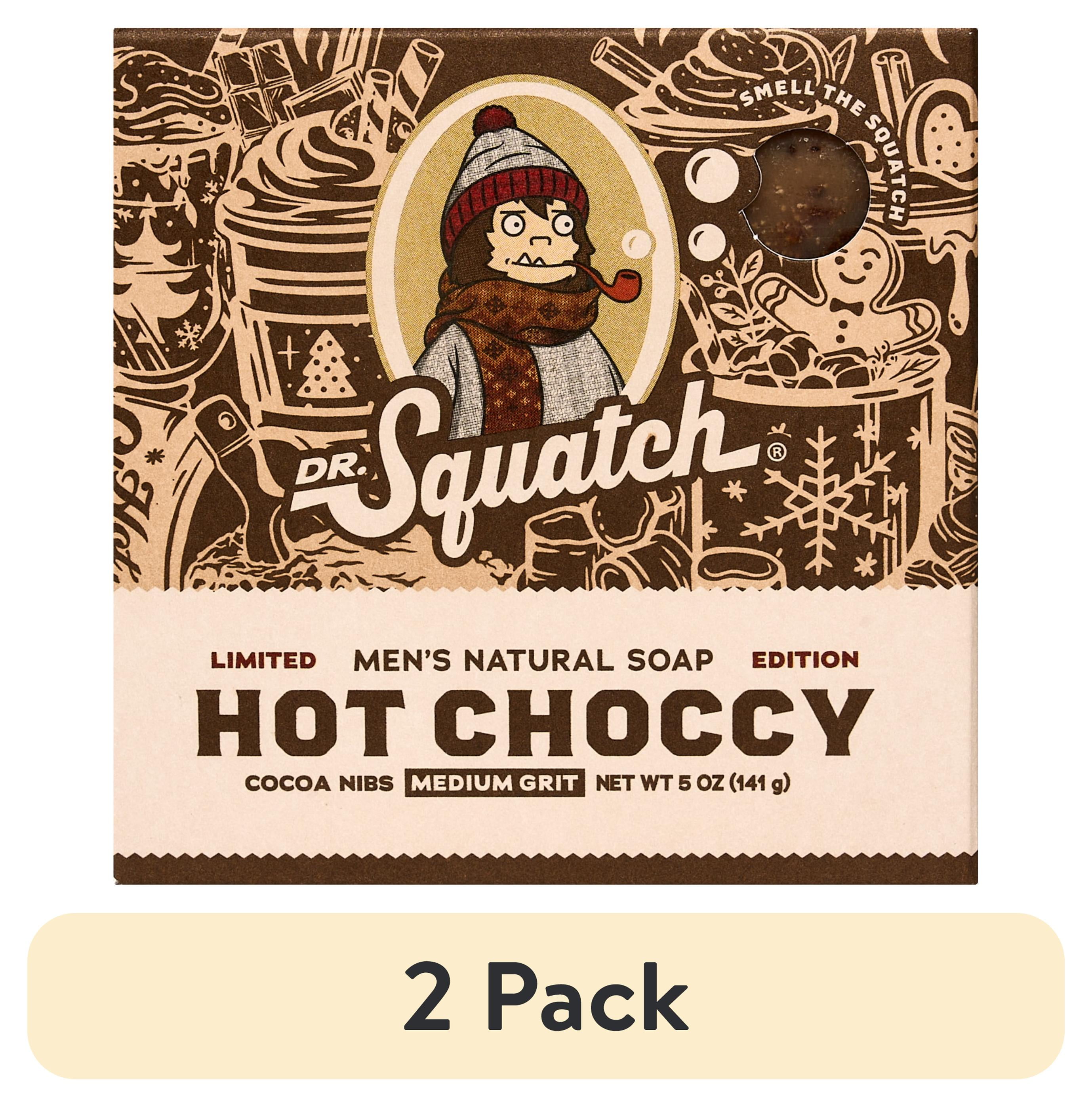 2 pack) Dr. Squatch Hot Choccy Natural Bar Soap for Men, 5 oz
