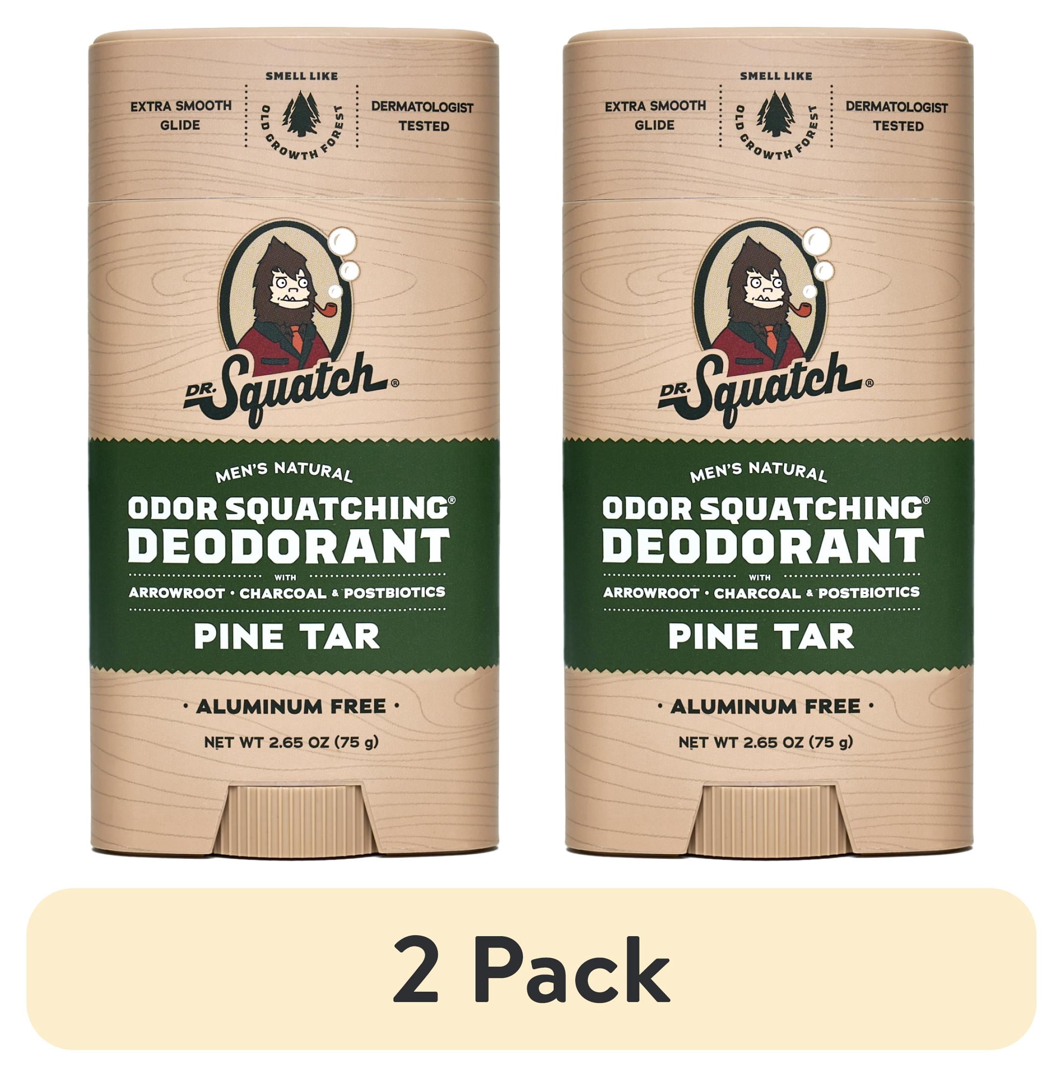 (2 pack) Dr. Squatch Mens Aluminum Free Deodorant, Natural Deodorant for Men, Pine Tar, 2.65 Oz
