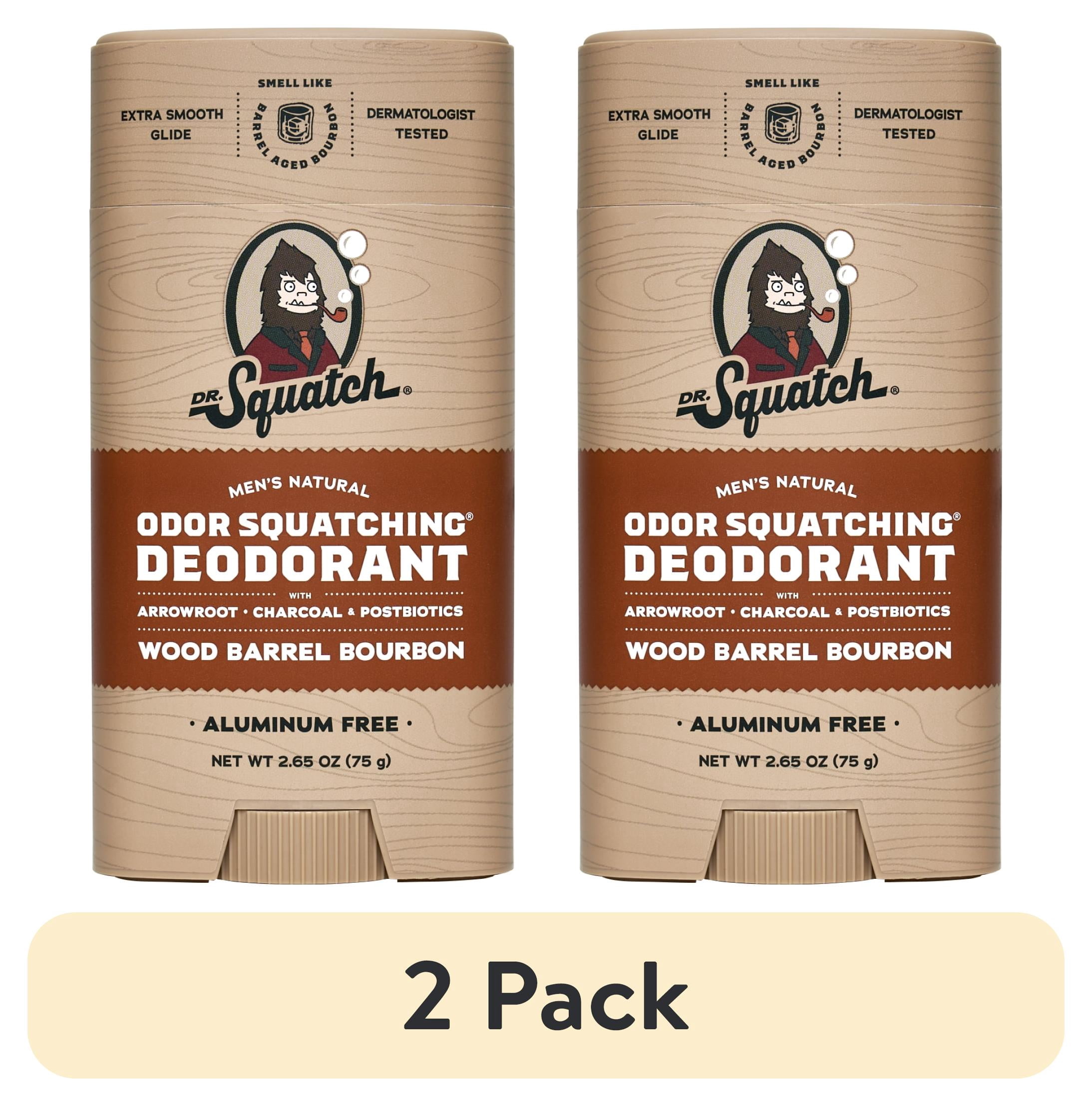 (2 pack) Dr. Squatch Mens Aluminum Free Deodorant, Natural Deodorant for Men, Wood Barrel Bourbon, 2.65 Oz