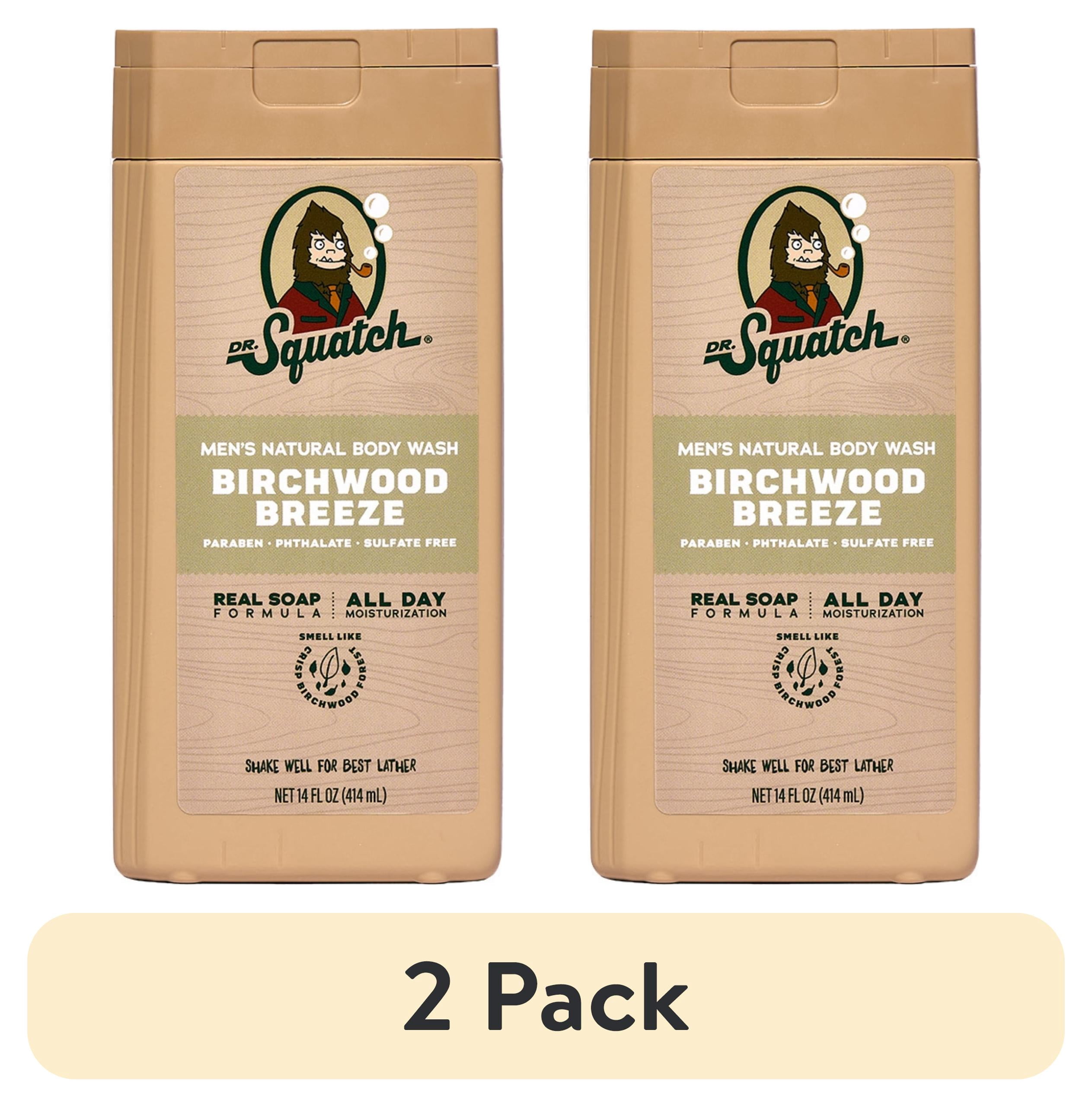(2 pack) Dr. Squatch Mens Natural Body Wash, Sulfate Free Moisturizing Body Wash for men, Birchwood Breeze, 14 fl Oz